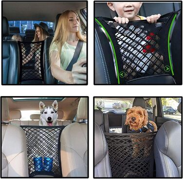 Сітчаста перегородка для собак у машину, універсальна для передніх сидінь, з 2 кишенями для зберігання