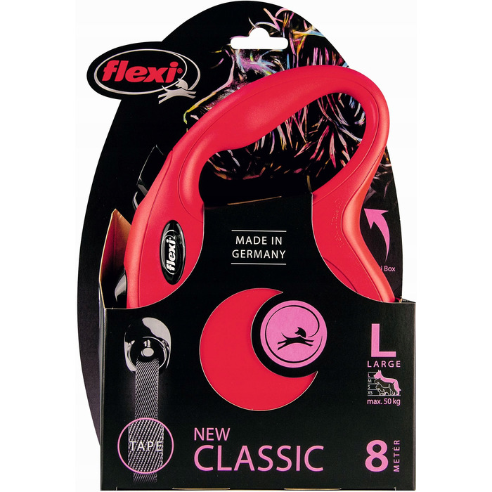 Автоматична рулетка для собак та котів Flexi New Classic L (до 50 кг), стрічка 8 м