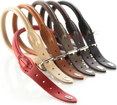 Нашийник для собак HUNTER ROUND & SOFT ELK, м'яка шкіра, круглий, захист шерсті, розмір M, колір чилі