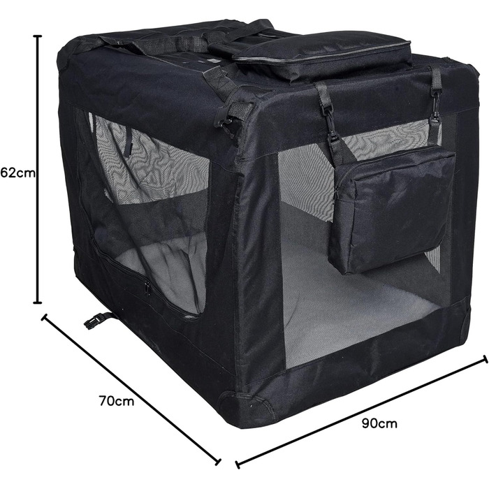 ESTEXO Транспортна переноска для собак та котів, складана, автобокс (XXL, чорний)
