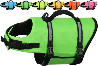 Жилет рятувальний для собак AMZNOVA Rip Stop, M, світло-зелений (53-69 см)