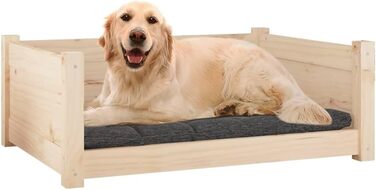 Собаче ліжко біле з масиву сосни, 75.5x55.5x28 см - VidaXL