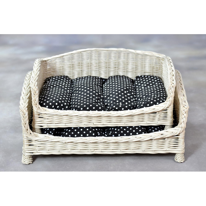Корзина-ліжко для собак та котів з плетіння лози з м'яким лежаком (74x52x39 см, чорний)