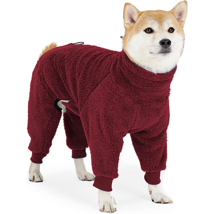 Теплий зимовий комбінезон для собак з флісу (червоний, M)