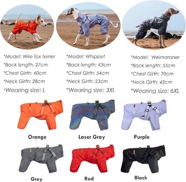 Водонепроникний дощовик для собак, регульований, з 4 лапами, відбиваючий, для малих та середніх собак, розмір M, червоний (довжина спини 25 см)