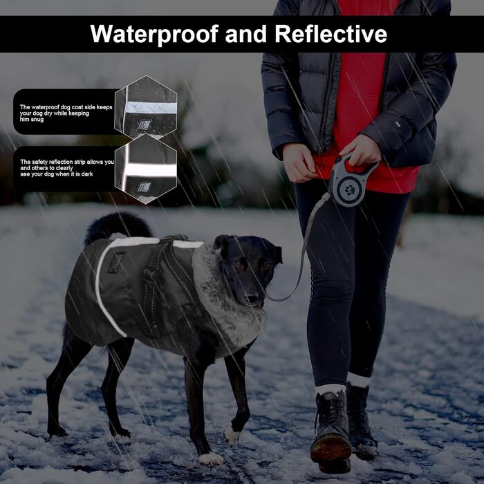 Водонепроникний теплий зимовий одяг для собак: куртка з отвором для повідка, для чихуахуа, французького бульдога, малих та середніх порід