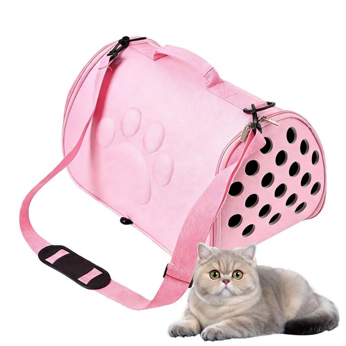 Трансформер для котів - сумка-переноска для подорожей з регульованим плечовим ременем, рожева