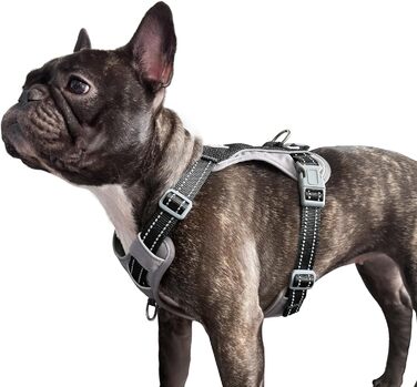 Шлейка для собак Huntboo Anti-Zug, проти вислизання, для малих, середніх та великих собак, не тягне, з світловідбиваючими елементами та 2 карабінами, не дає змогу душитися, регульована для тренувань та бігу (Чорний, S)