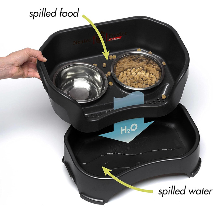 Автогодівниця для домашніх тварин NEATER PET BRANDS Feeder-Deluxe з подовжувачами ніжок, маленька, чорна