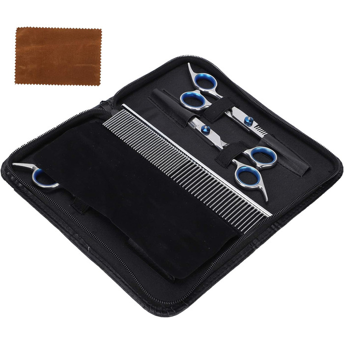 Набір для грумінгу собак: професійні ножиці, ножиці для розрідження шерсті, гребінець, ножиці для собак, котів та інших тварин