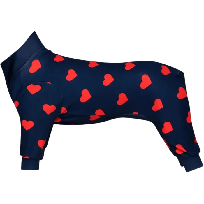 Піжама для собак Spark Paws з м'якого 4-стороннього матеріалу, для відновлення після операції, Onesie для маленьких, середніх та великих собак - серця - S (2-5 кг)