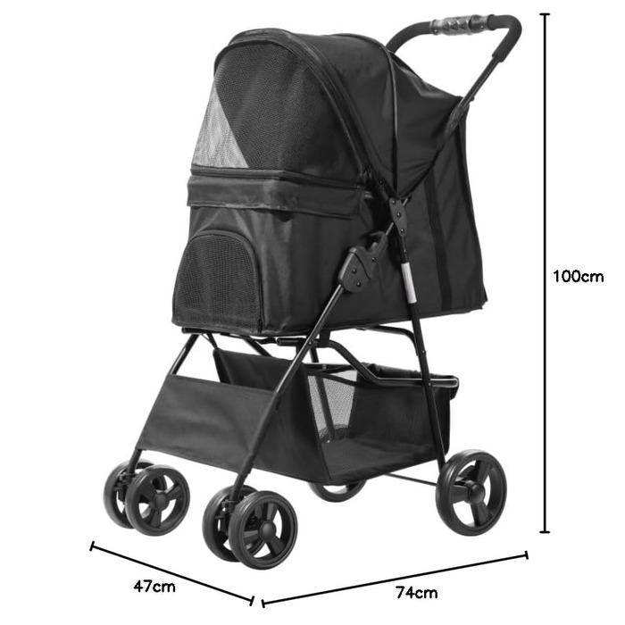 Візок для собак Сенна сірий (чорний)