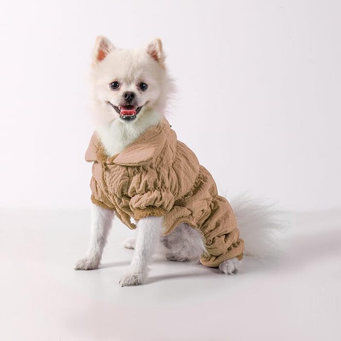 Водонепроникний теплий зимовий одяг для собак: куртка, жилет, пуловер для малих та середніх собак, з D-кільцем, Khaki S