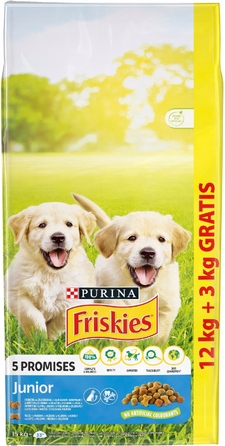 Корм для цуценят Friskies Junior з куркою, молоком та овочами, 15 кг