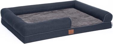 Ортопедичне лежанка для собак Преміум класу з піною Egg Foam, XL, 89 x 63 x 17 см, темно-сірий. Зручна, з водонепроникним чохлом та петлею для перенесення. Лежанка-софа для собак, м'яка, знімний, пральний чохол.