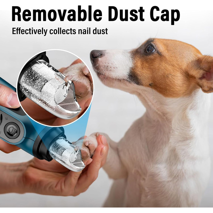 Шліфувальник кігтів для собак Casfuy Smarter Krallenschleifer 6-ступінчатий – 50% потужніший, з LED-підсвіткою, тихий, перезаряджається, для собак та котів різних розмірів, темно-синій