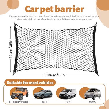 Бар'єр для собак у машину, сітка для собак, 130 x 89 см. Підходить для SUV