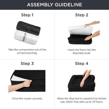 Ортопедичне ліжко для собак BEDSURE - 134x106 см. Зручне ліжко-софа для великих собак з ергономним пінопластом, чорного кольору. Легко миється, не слизьке. Розміри: 134 x 106 x 20 см