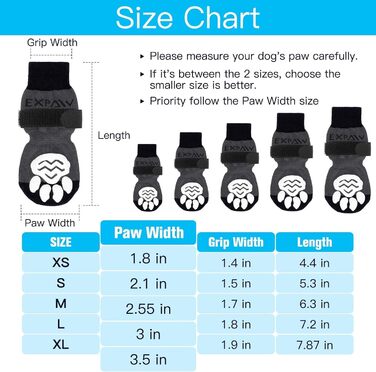 Шкарпетки для собак EXPAWLORER проти слизьких лап, захист подушечок, для гарячих доріг, для цуценят, малих, середніх, великих собак, 6 шт. (X-small, чорний)