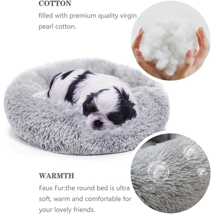 М'яке ліжко для собак Yuly, велике, середнього розміру, зручне, кругле, для котів та собак, рожеве (діаметр 100 см)