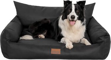 Водонепроникне ліжко для собак великих порід, ліжко-софа для собак середніх порід, ліжко Joker з винімним подушкою, чорне ліжко для собак Oeko-Tex 106x80 см, XXL