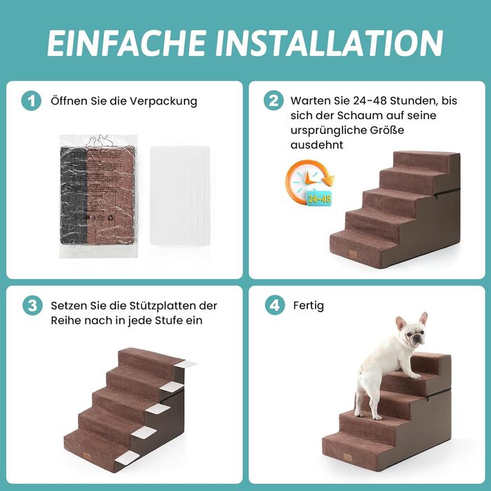 Сходинка для собак та котів COZY KISS: зручна та безпечна для ліжка, софи та авто. Розміри: 7x0x60cm, 75x50x60cm. Кольори: чорний та білий, шоколадний.