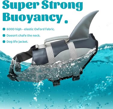 Жилет для плавання собак, жилет для тварин у вигляді акули, жилет для собак (S)