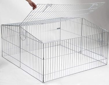 Вольєр для тварин Kerbl Easy, оцинкований, із сонцезахистом, 115x115x60 см