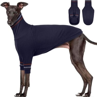 Светр для грейхаундів, віндхаундів та віппетів: теплий, еластичний, з високим коміром (синій, L)