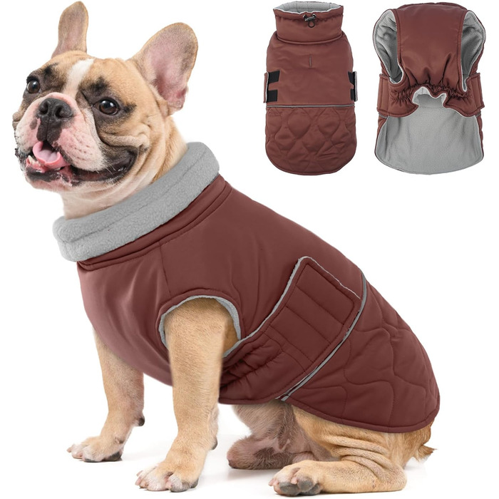 Тепла зимова куртка для собак Corgi, Cocker Spaniel (M, червоно-коричневий)