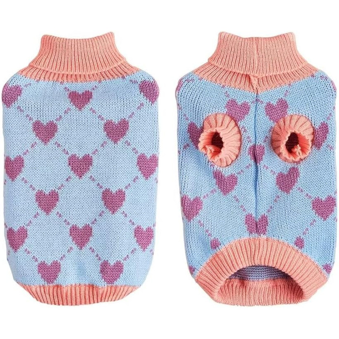 Пуловер для собак, теплий зимовий светр з візерунком, для цуценят та котів (L, Синій) L Синій