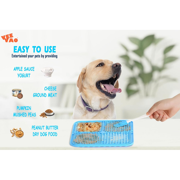 Килимок для собак великих порід VEEVAO XL, 30,5 x 25,4 см, силікон харчового класу, з присосками, для заспокоєння, блакитний