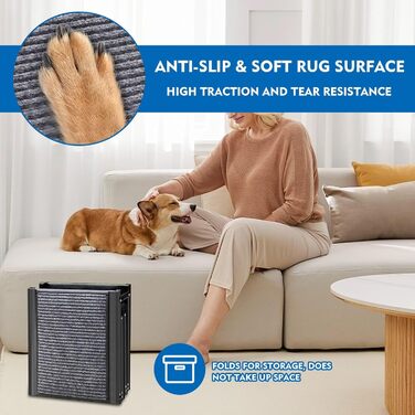 Східці для собак у машину, 170 см, чорні, металеві, до 150 кг, складані, з антиковзким покриттям, для великих собак та SUV