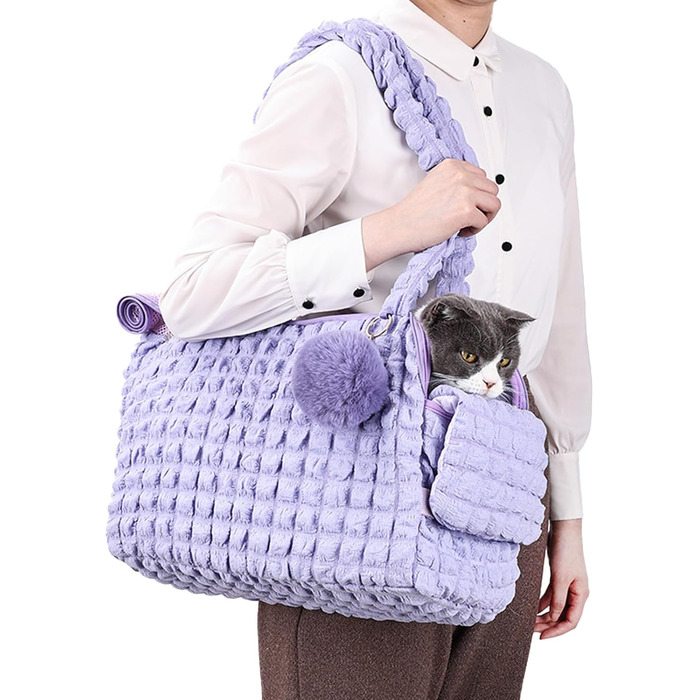Трансформер-переноска для котів та цуценят (до 6,8 кг) з м'якою підкладкою та вентиляцією, фіолетовий
