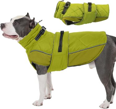 Водонепроникний зимовий теплий нашийник для собак великих порід (Німецька дога) - зелений, розмір XXL