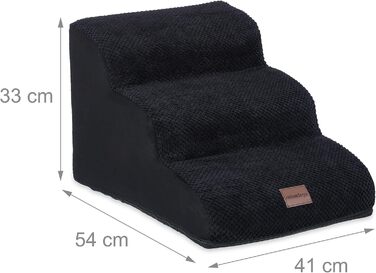 Східці для собак та котів Relaxdays, 3 сходинки, чорного кольору, розмір 33 x 41 x 54 см