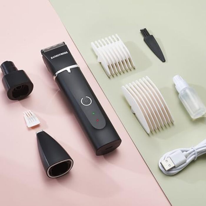 Професійний набір для стрижки собак та котів BarberBoss: бездротові стригучі машинки з керамічним лезом, для густого та жорсткого хутра, водонепроникні