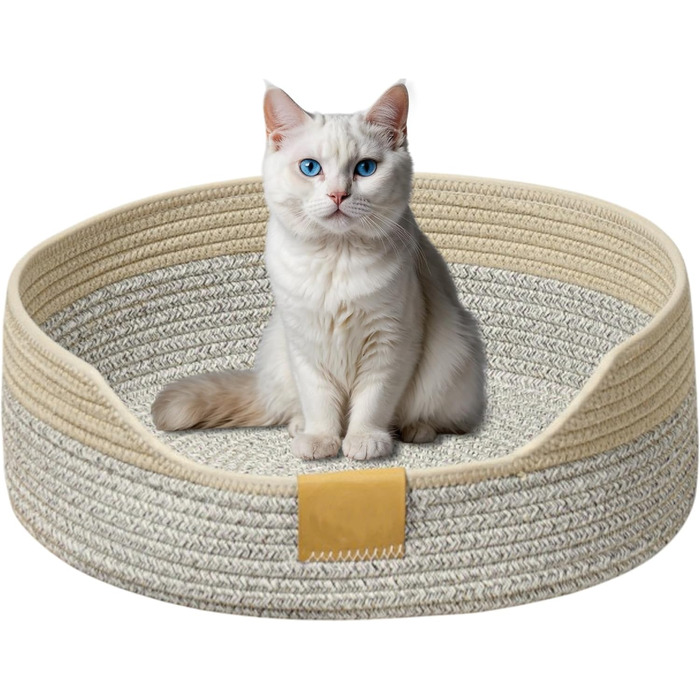 Кішечка-гніздище, плетений кошик для кота, 50 см, сірий хакі, Fatbarer