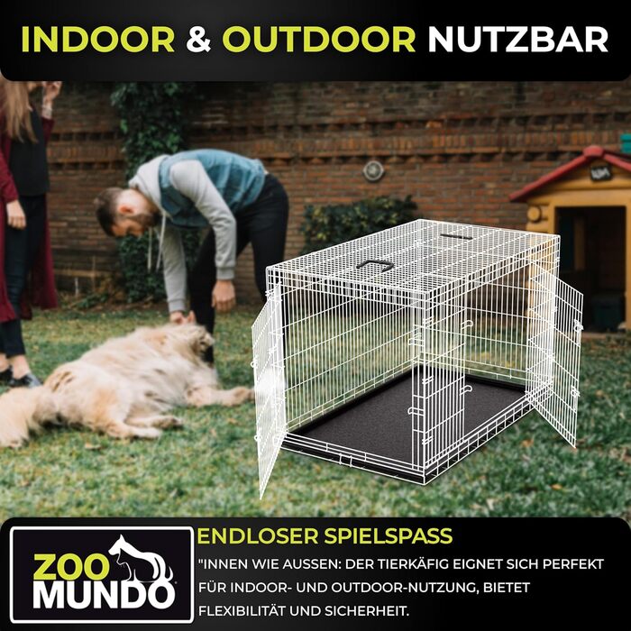 Zoomundo XXL клітка для собак, металева переноска 121x74x81 см, складаний вольєр з пластиковим піддоном, чорний