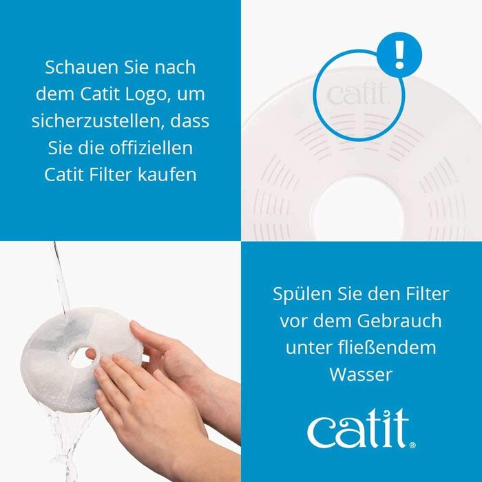 Автоматичний фонтан для котів Catit Flower з LED, 3 л, білий/синій