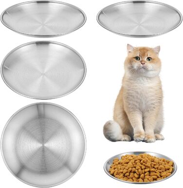 Набір мисок для котів Gjinxi (4 шт.), 14 см, нержавіюча сталь, для корму та води