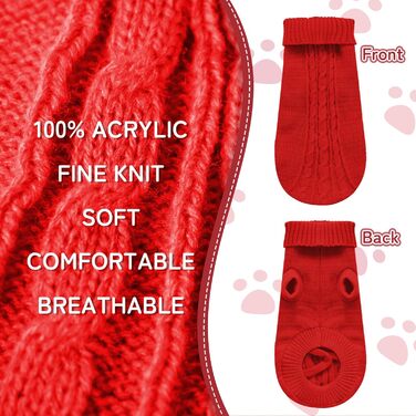 Вовняний пуловер для собак з коміром-стійкою, теплий та м'який, червоний, розмір M, для відпочинку, однотонний (Getaway Solids)