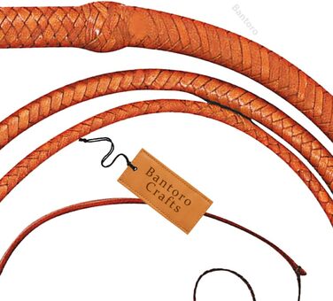 Кожаний бич для верхової їзди, 1,2-7,3 м, 16 пасем, шкіра кенгуру, коричневий, світло-коричневий, професійна преміум-якість, для ковбоїв та верхової їзди (3,6 м)