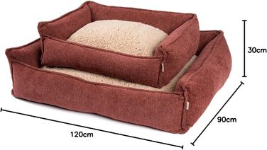 JAMAXX Преміум лежанка для собак ортопедична з Memory Foam, зручна та миюча, знімний чохол, водовідштовхувальна, м'яка, кошик для собак, лежанка для собак з двостороннім подушкою, PDB2004 S-XL (120 x 90 см, теракотовий колір)