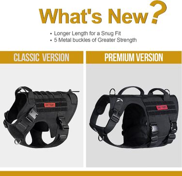 Шлейка для собак OneTigris з металевою пряжкою, тактична шлейка для великих собак, регульована, чорна, M
