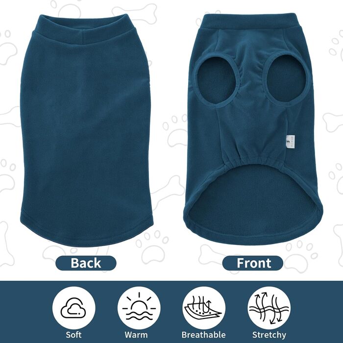 Пуловер для собак Heywean з флісу, теплий, для зимового носіння, для малих, середніх та великих собак (XXL, блакитний)