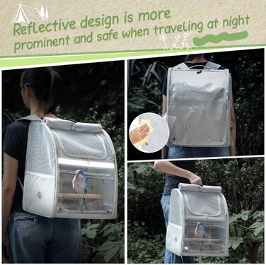 Рюкзак-переноска для птахів Sanmoncare: водонепроникний, для канарек та папуг, з підставкою