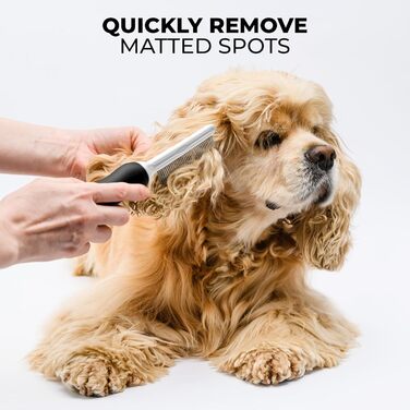 Пухнаткам для тварин, щітка для вичісування шерсті собак та котів, сталеві леза, 6,3 см, чорний