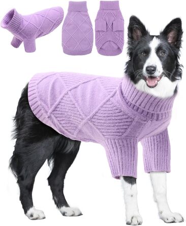 Пуловер для собак EMUST великих порід, еластичний, з рукавами, теплий, для осені та зими, зелений (XXXX-Large, фіолетовий)