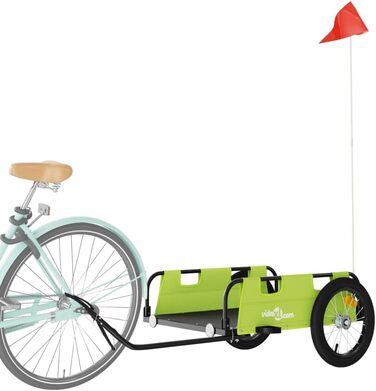 Причіп для велосипеда, причіп для собак, зелений, з оксфордської тканини та металу. Транспортний візок для покупок, компактна упаковка, проста збірка
